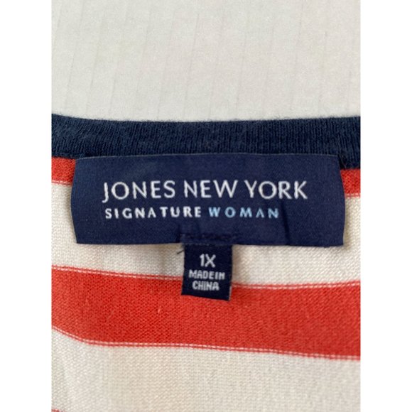 Jones New York Pink, Blue and Navy Stripe Nautical Festive Modal Tank Size 1X - Picture 3 of 8